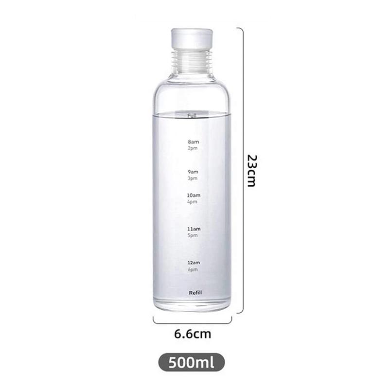 

Пластиковая бутылка для воды, герметичная, стакан для молока, сока, спортивная бутылка для воды с маркером времени и уплотнительной сеткой, прозрачная чашка 500 мл 500ml