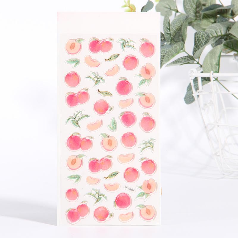 

Cute Kawaii Crystal Jelly Fruit Stickers 3D Puffy Epoxy Resin Decals for Scrapbooking Journal Planner Phone DIY Laptop Decor