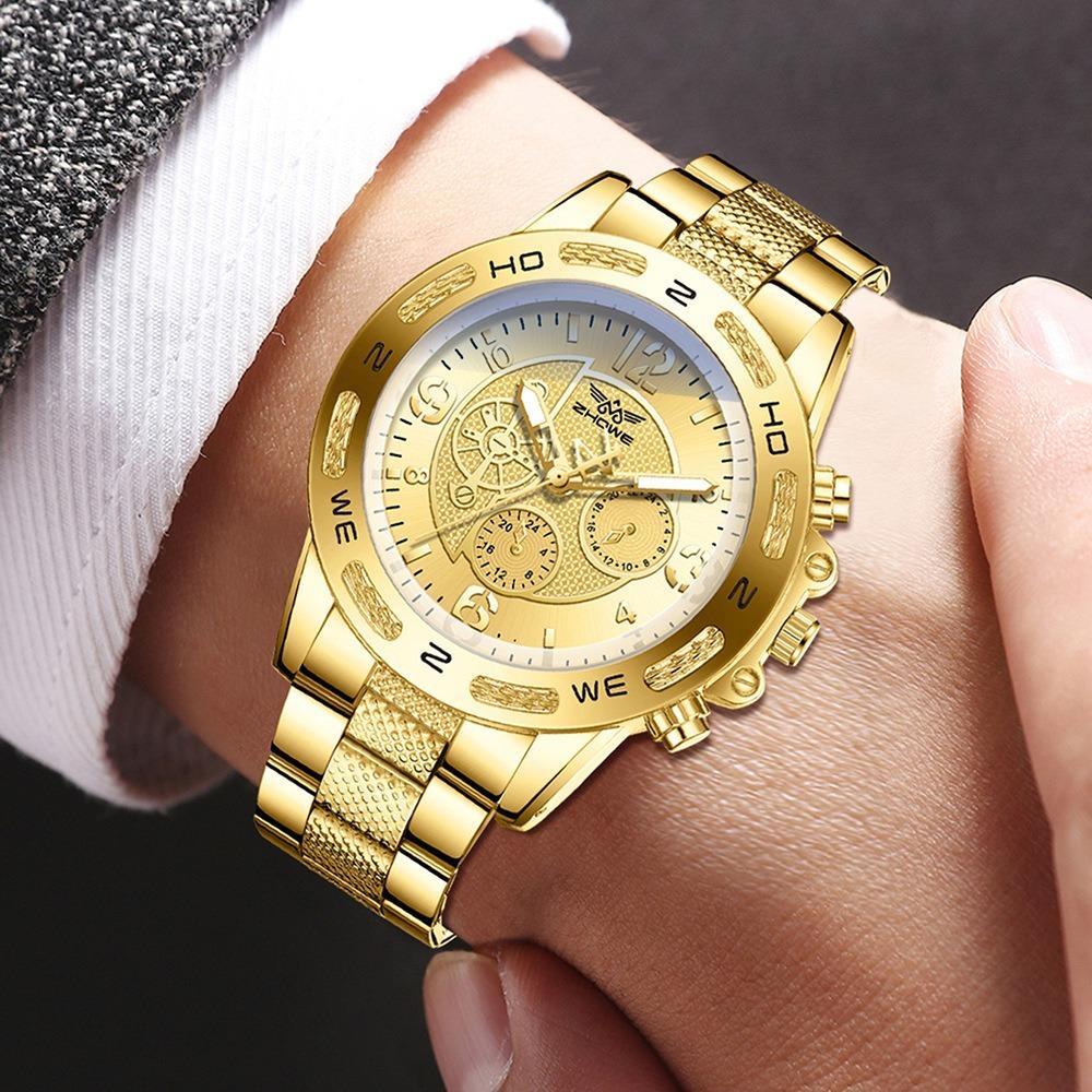 Men's Watch Blu-ray Glass Quartz Watch Classic Watch False Three-eye Digital Alloy Watch