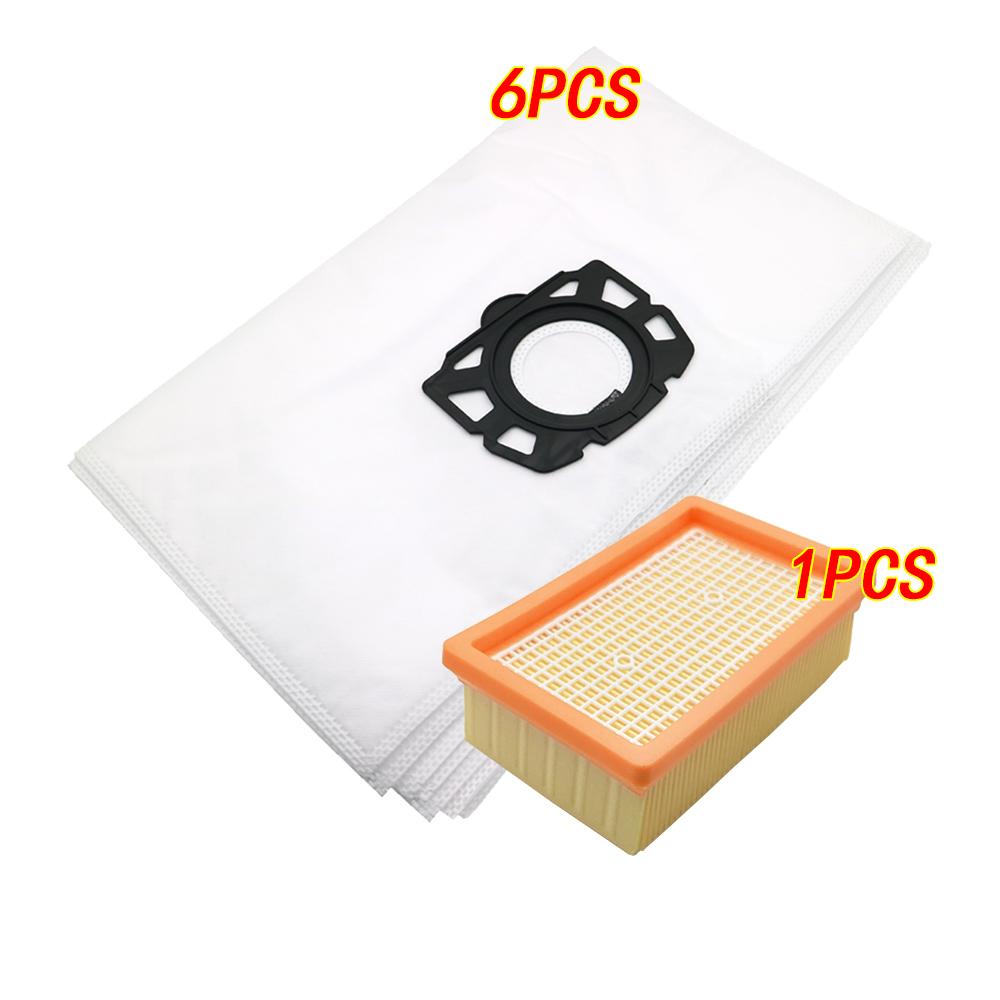 6 Pcs Dust Bags+1Pc Filter for Karcher MV4 MV5 MV6 WD4 for Karcher WD4000 To WD5999 WD5 WD6 Vacuum Cleaner