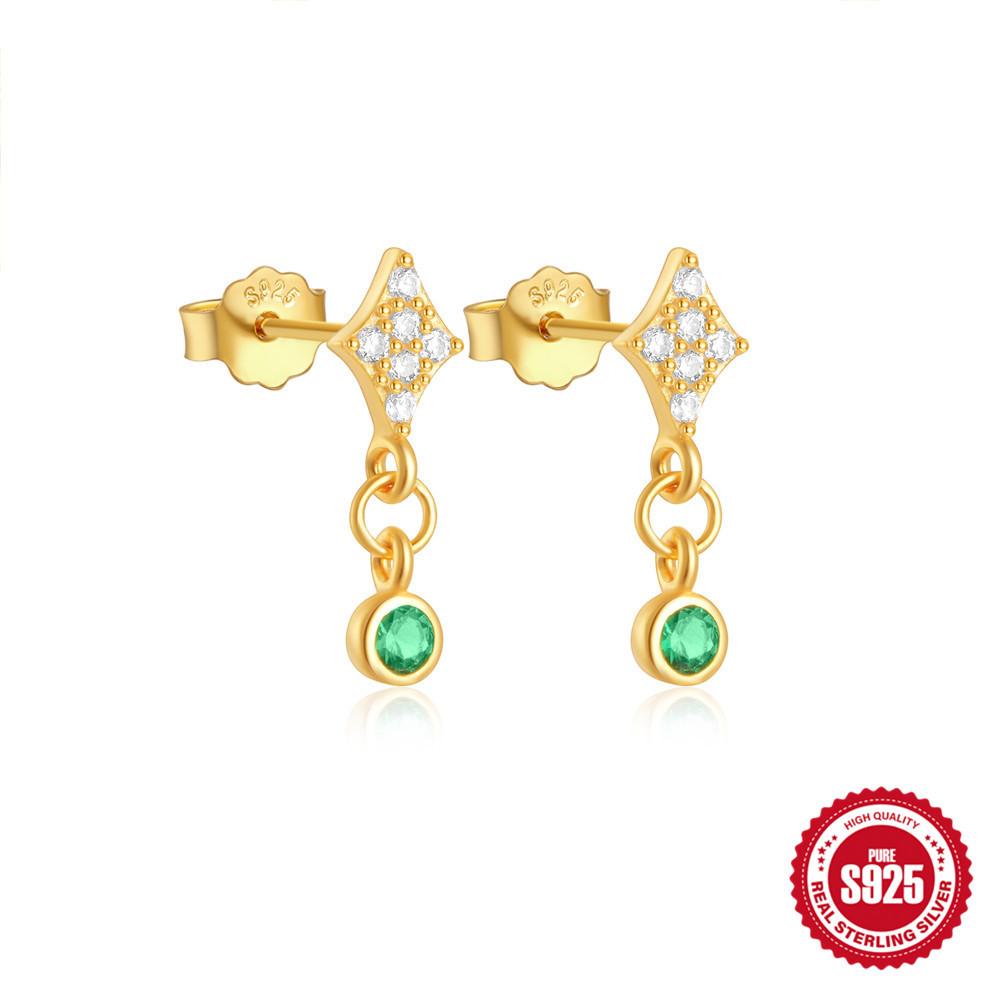 Stilvolle und schlichte S925 Sterlingsilber Geometrische eiförmige Wassertropfen Pferdeaugenkette, Mit Diamanten besetzte Ohrstecker, Ohrringe.