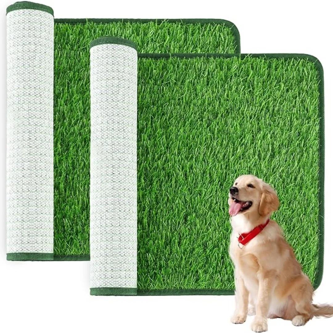 

1pcs Artificial Grass Dog Potty Pad - Easy ToClean, Odor Resistant,Indoor/OutdoorPet Training Solution 46x36CM зелёный