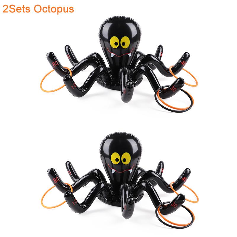 Halloween Ring Toss Game Inflatable Spider Octopus Ring Toss Toy Family Games Kids Halloween Party Favors Supplies Gifts 2025