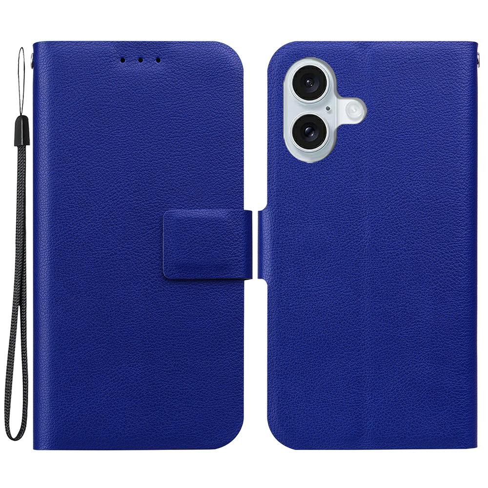 

For iPhone 16 Case Ultra-Thin PU Leather + TPU Phone Cover with Card Slot - Black