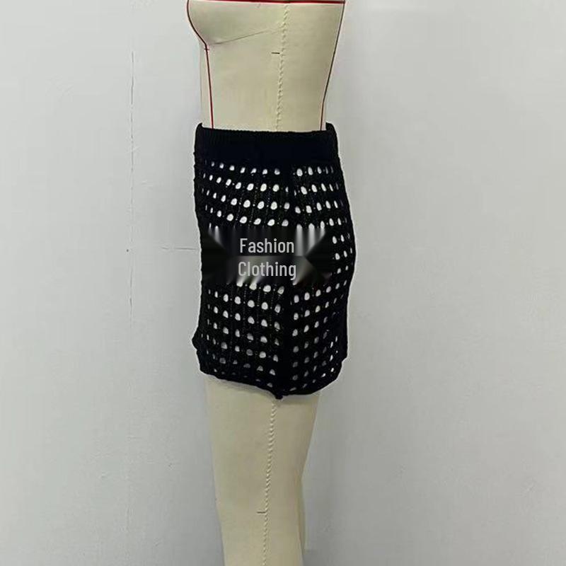 European & American Sexy Mesh Knitted Beach Skirt – Slim, Hip-Hugging, Sunscreen Cover-Up