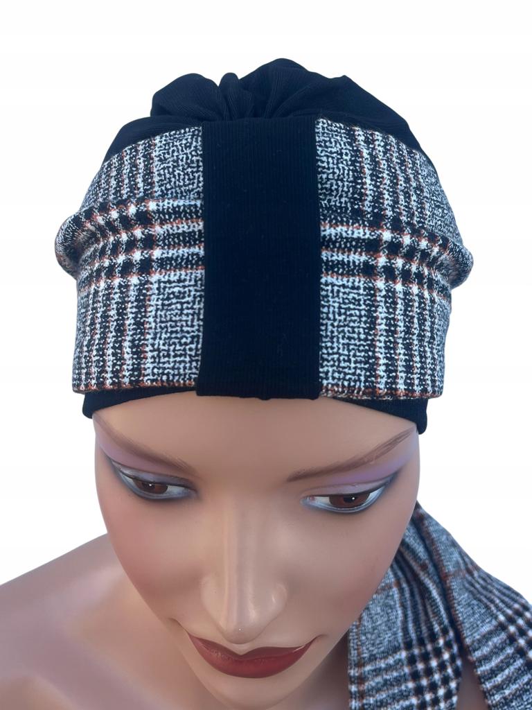Turban Damski Z Szarfą Carmen 512 Wygodny Stylowy Z Wiskozy Sweterkowej