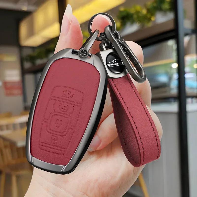 Interior Mouldings Leather Car Key Case Shell Cover for Lincoln Continental Navigator Z MKZ MKC MKX Nautilus Aviator Corsair She