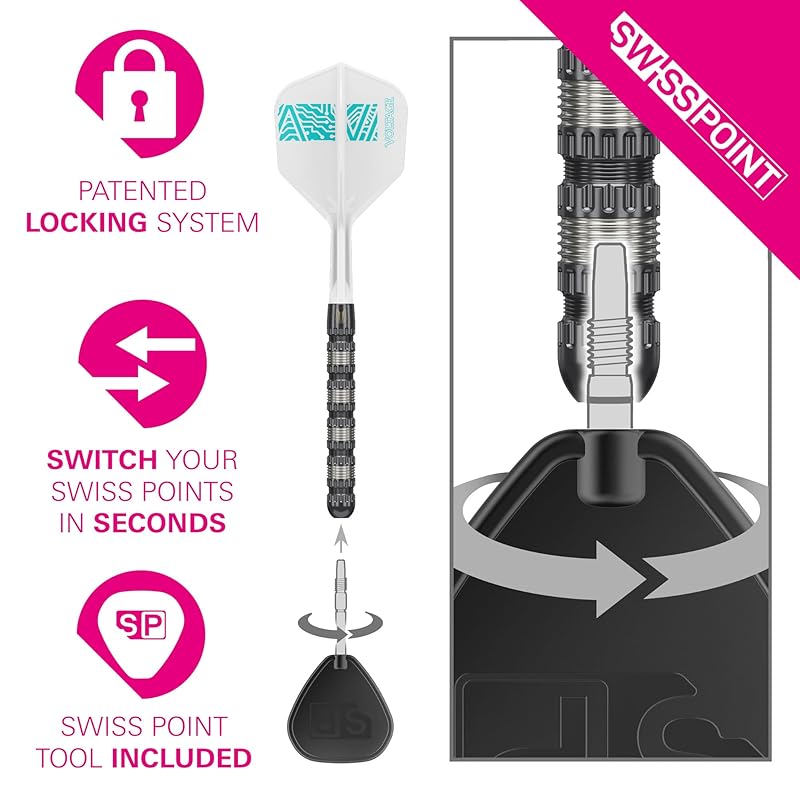 TARGET Darts Rob Cross 95K Steel Tip Swiss Point Darts, 95% Tungsten Darts with K Flex Flights, 21G | Voltage Darts, Player Edition Swiss Point K Flex