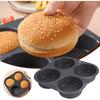 Hamburger Bun Mold Baking Hamburger Bread Pan Non-Stick Silicone Mold Dishwasher Safe 4 Cavities for Burger Buns Kitchen Tool,10cm (4 Inch) Egg