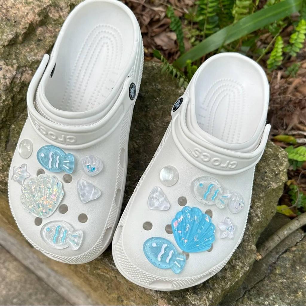Cream Puff Floral Clogs: 3D Pearl Removable Shoe Decoration with Buckles