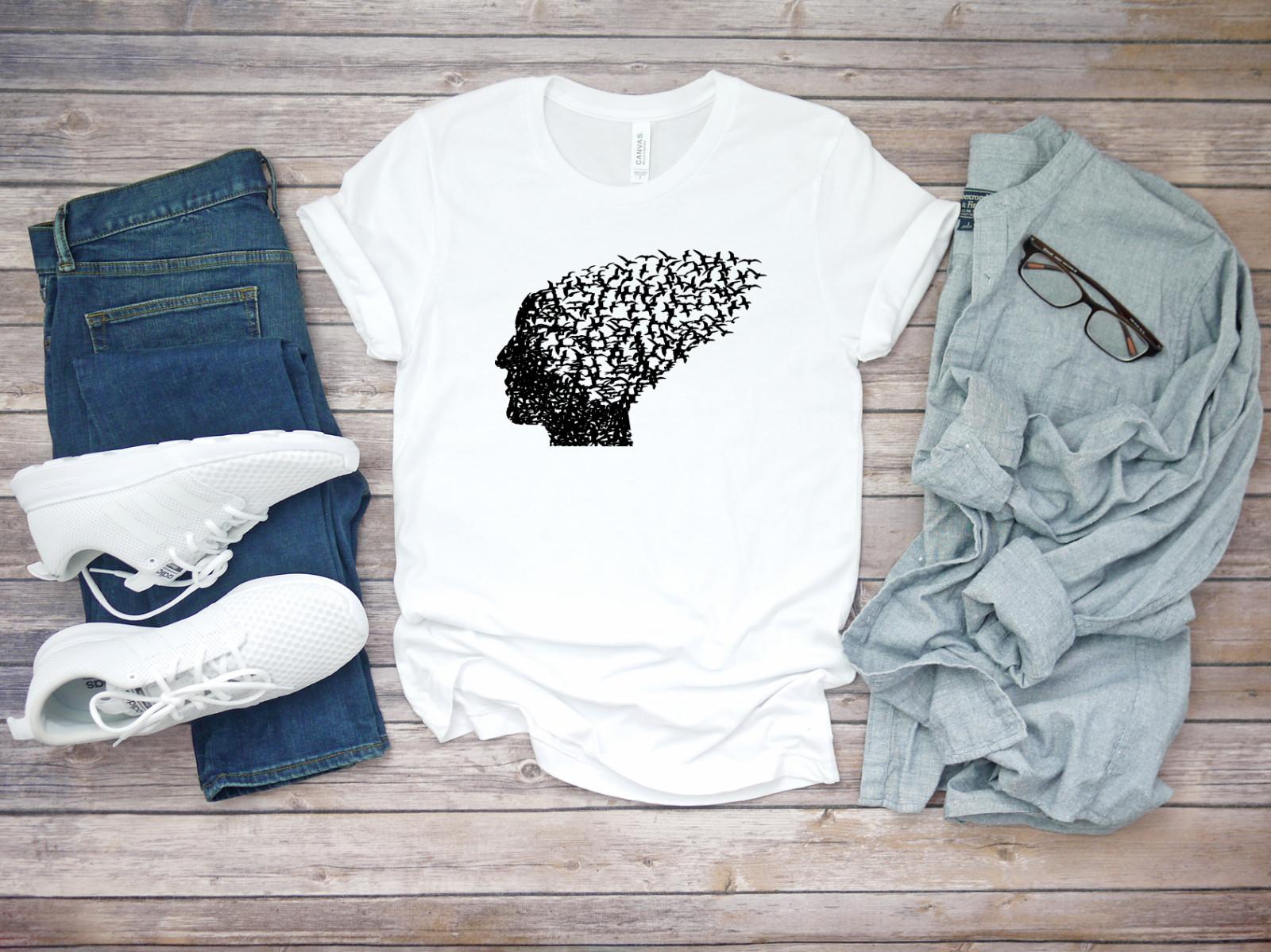 Banksy birds in hair sleeve White Men T-shirt K770 XXXL