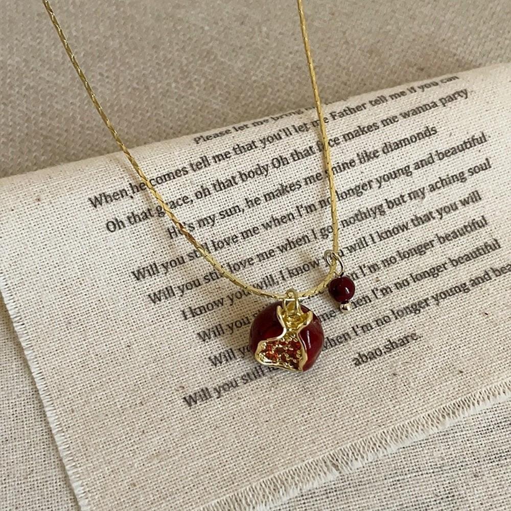 Sweet Fruit Earrings Cute Clavicle Choker New Pomegranate Pendant Necklace Party