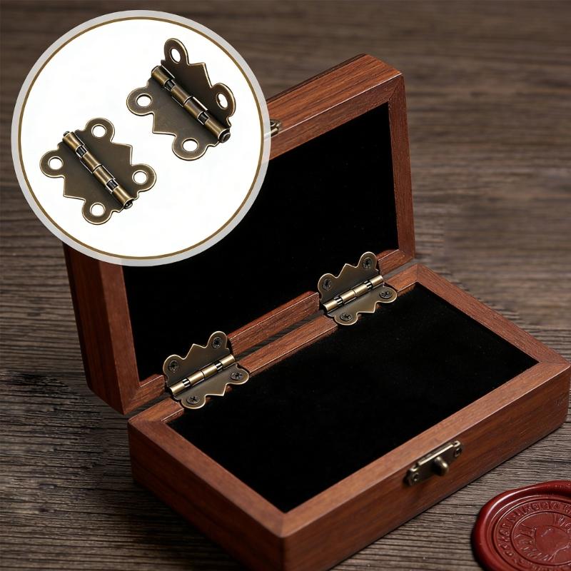 Antique Butterfly Shape Hinges Replacement Jewelry Box Small Hinges with Screws for Crafts Making Easy To Install