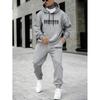 Mens Casual Hooded Tracksuit Set Fleece Lined Loose Fit Printed Streetwear Teens Young Adults