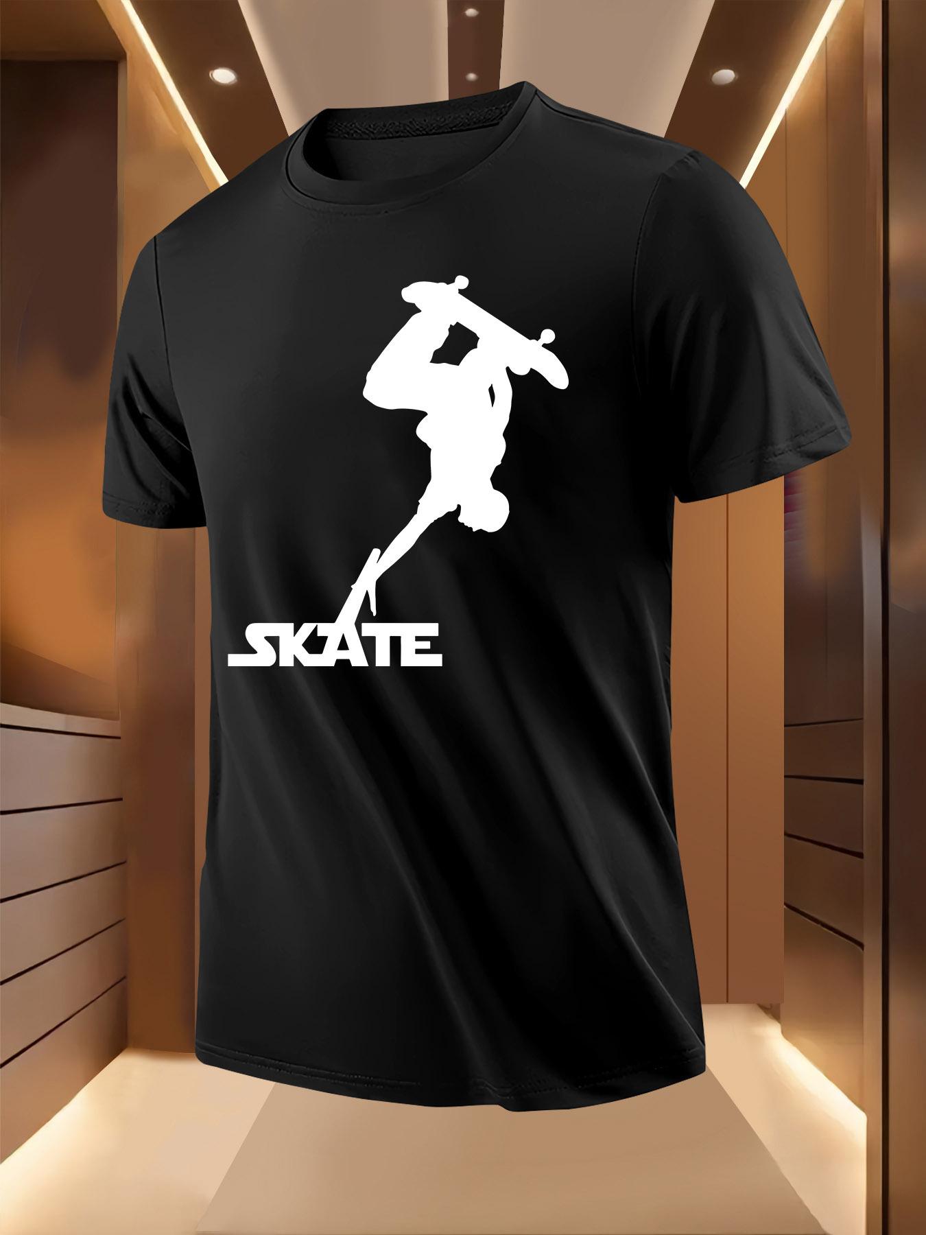 Skateboarding Silhouette Print Tshirt - Light Yellow XL