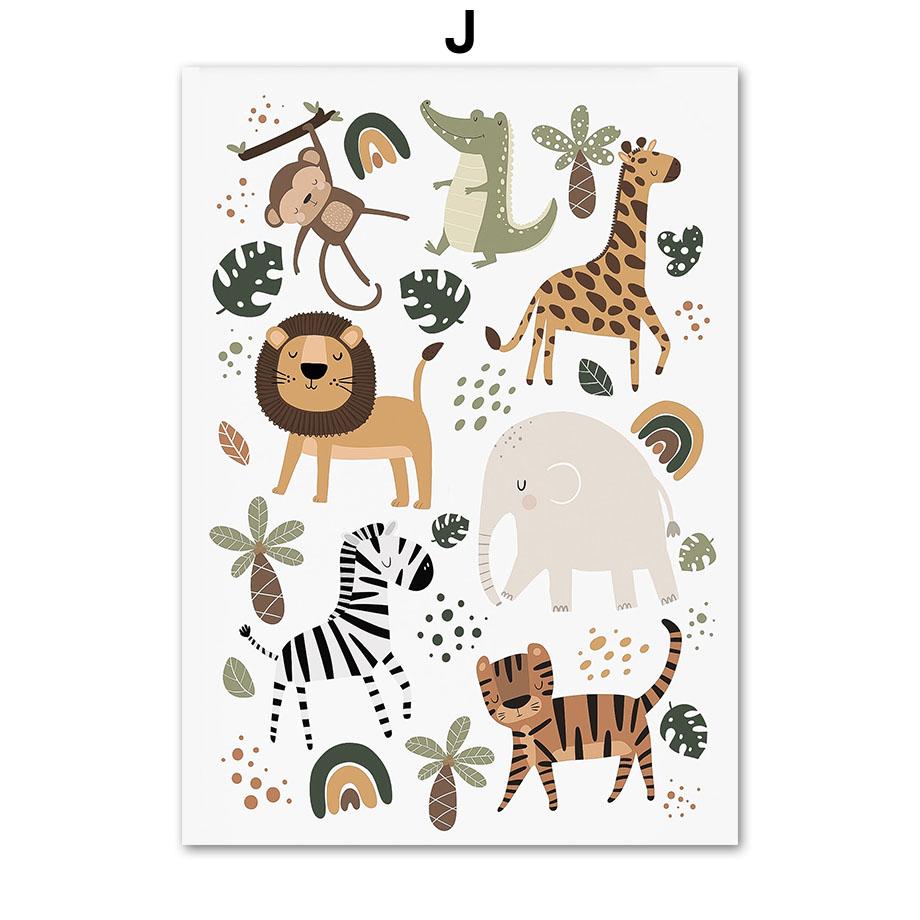 

Мультфильм Алфавит 123 Лев Тигр Зебра Обезьяна Детская Плакат Скандинавский Настенный Арт Печать Холст Картина Картины Детская Комната Декор 21x30cm No Framed