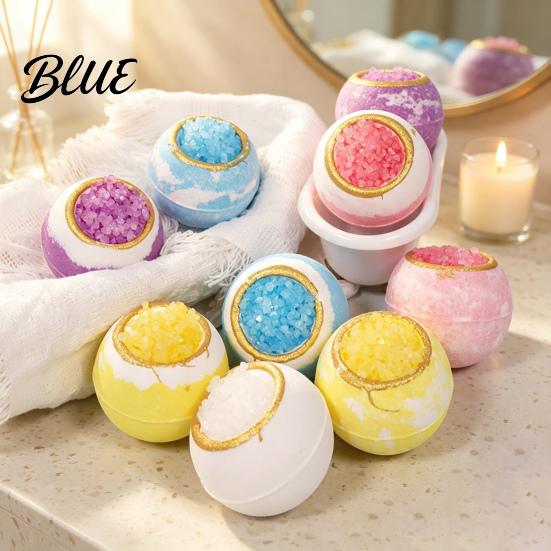 Bombe da Bagno per Pelli Secche 100G Bombe Artigianali al Sale Marino Estratti di Piante Naturali Oli Essenziali Frizzanti Palla Rilassante Palla Idratante per la Doccia