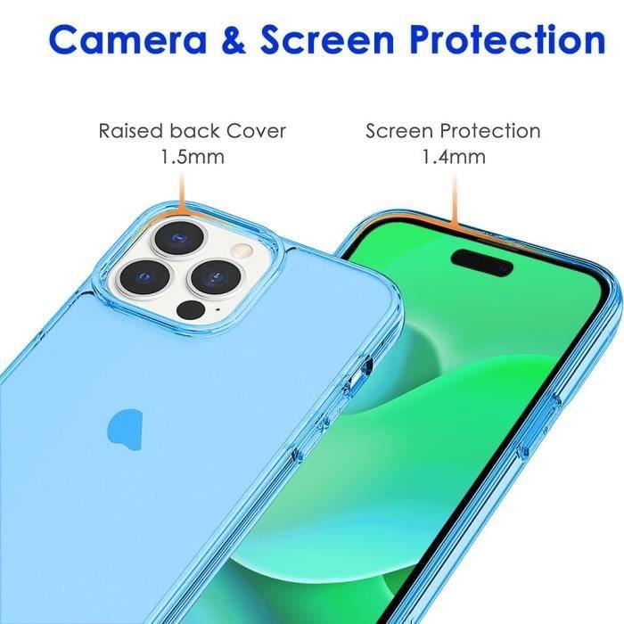 Coque Silicone - pour iPhone - 14 Pro Max - Ultra Slim - Bleu - 2 Verres Trempés