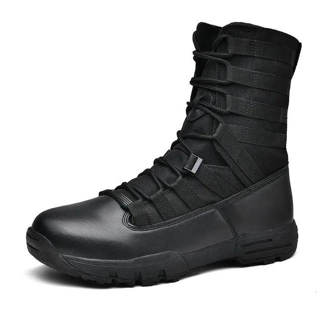 

New Waterproof Men Tactical Boots Desert Boots Hiking Camouflage High-top Desert Men s Boots Fashi Work Men s shoes 46 чорний