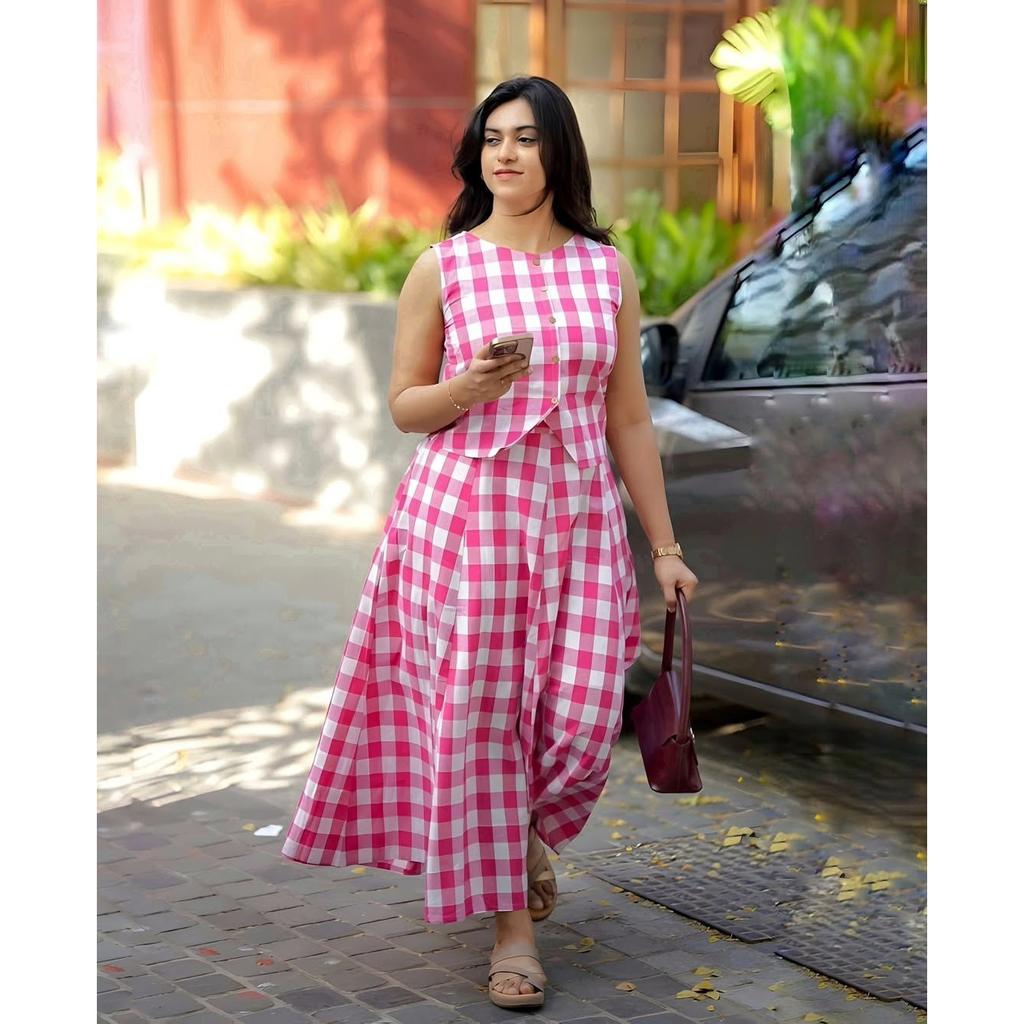 Indian Bollywood Ethnic Top Skirt Set Women Casual Wear Kurta Cord Set Dress