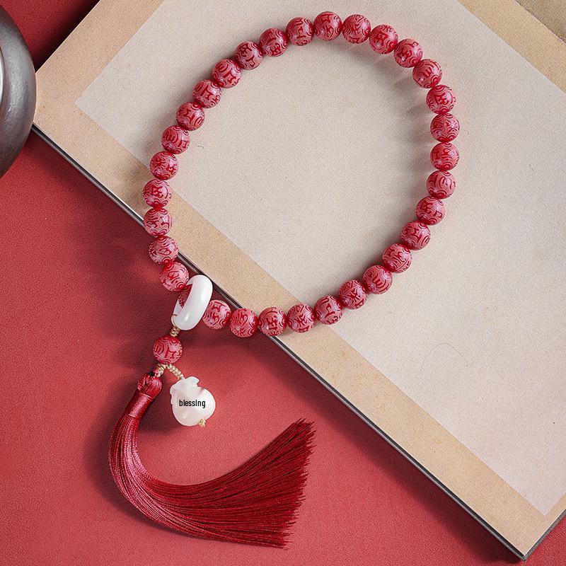 Bodhi Root Six-Character Mantra Beads: Women's Wrap-Around Bracelet for Prayer & Meditation.