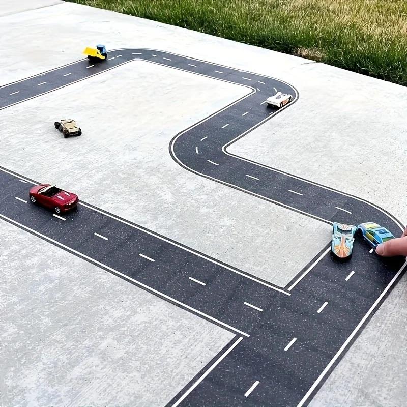 Reusable Black Car Road Sticker Road Tape Train Track Stick For Floors Walls Quick Cleanup Race Car Party Decorations Accessory
