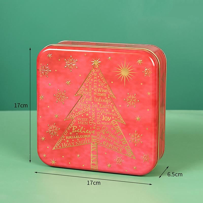 Cute Cartoon Christmas Candy Storage Box Tinplate Square Gift Box Xmas Candy Cookie Box Home Storage Large Capacity Metal Can