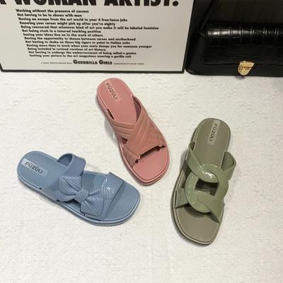 Fashion Thick-soled Slippers Women's New Summer Wear Round Head Open-toed Daily Leisure Home Indoor One-word Drag