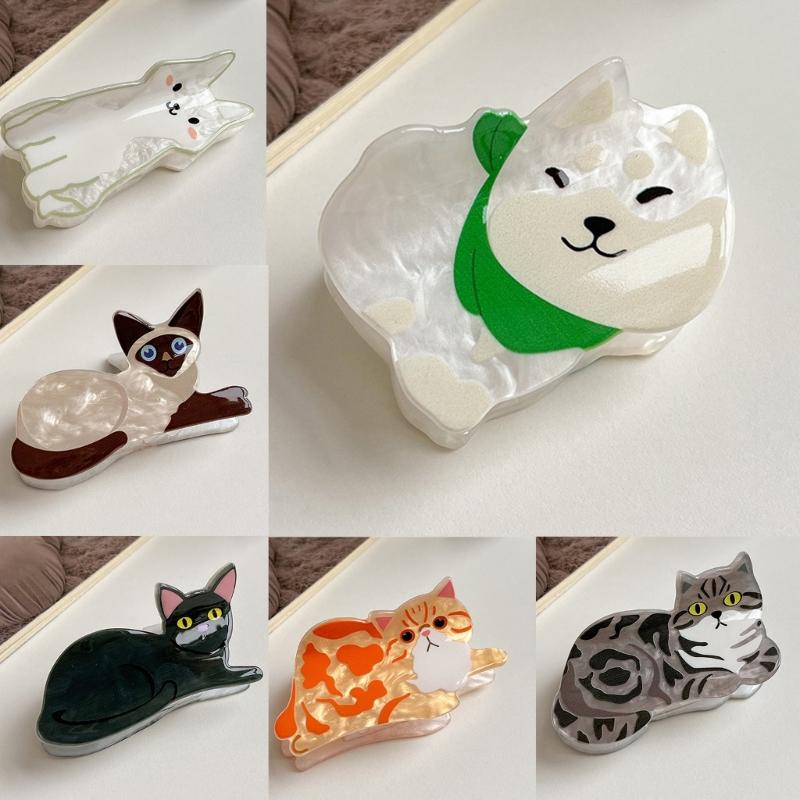Cartoon Cats/Dogs Shape Jaw Clip Teens Ponytail Hair Claw Delicate Jaw Clip Female Makeup Taking Photo Jaw Clip Nonslip
