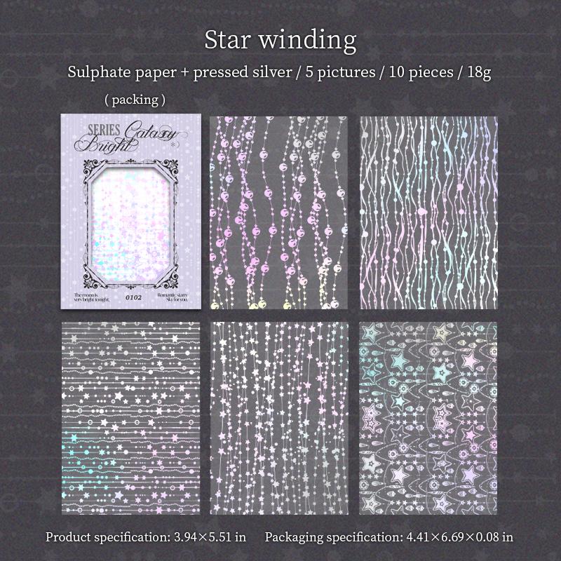 10sheets/bag Star River Brilliant Series Hot Silver Material Paper Album Diary Stickers Handmade Decoration Scrap Book Supplies
