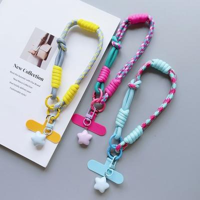 Cute Dopamine Colorful Mobile Phone Hanging Rope Star Pendant Adjustable Wrist Strap Dual Purpose Lanyard Card Keychain Gift