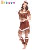 Halloween Costume Original Savage Caveman Dress Adult Women Masquerade Party Fringed Dress Set
