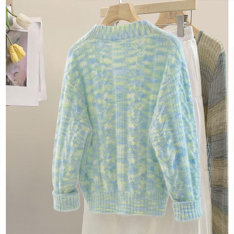 Damen V-Ausschnitt Strickjacke mit lockerem Strick