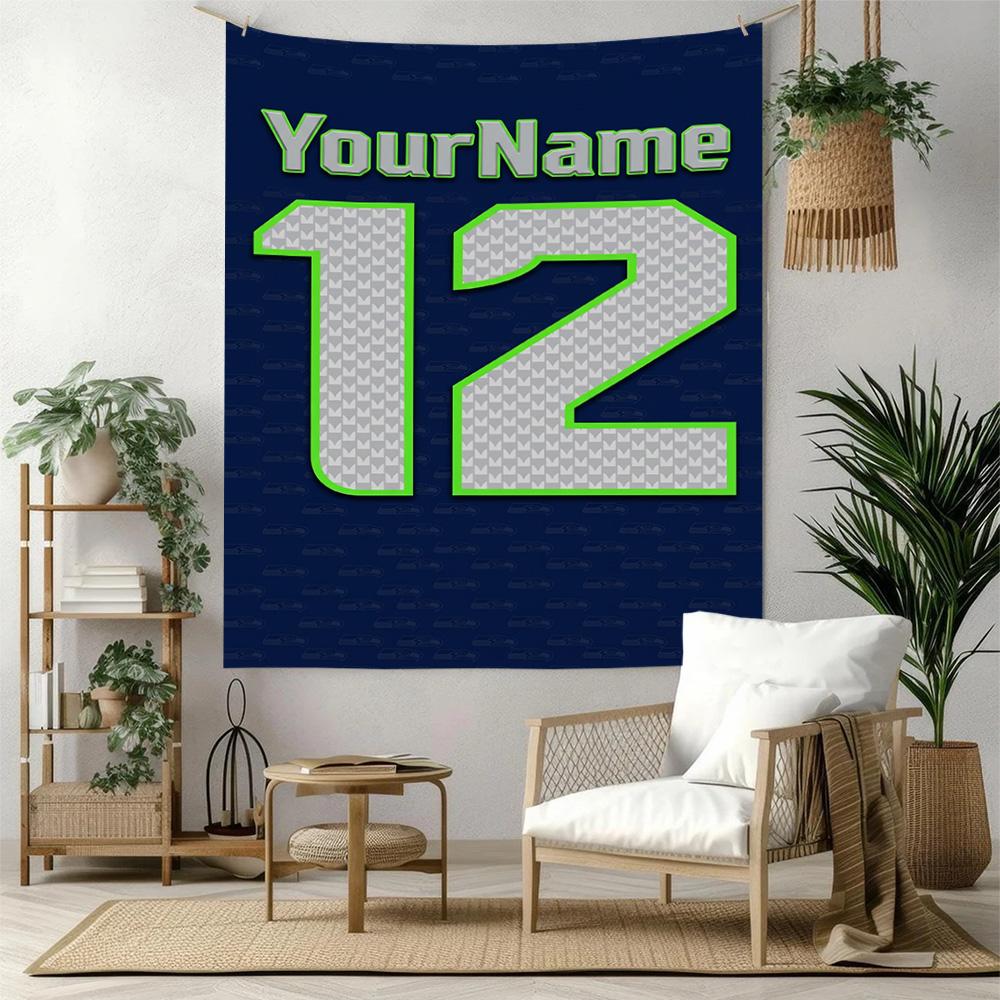 Seattle Seahawks Custom Your Name Wall Decor Tapestry Art For Pet Memorial Birthdaywedding Party Backdrop Family Gift