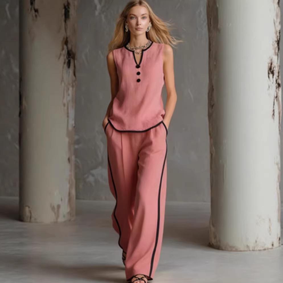 Ärmelloses Button-Casual-Zweiteiler-Set für Damen, Frühjahr/Sommer 2026