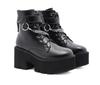 8cm Gothic Black Ankle Boots For Women Plus High Heel Female Shoes Lace-Up Nigh Club Black Sexy Rivets Chain Short Boots