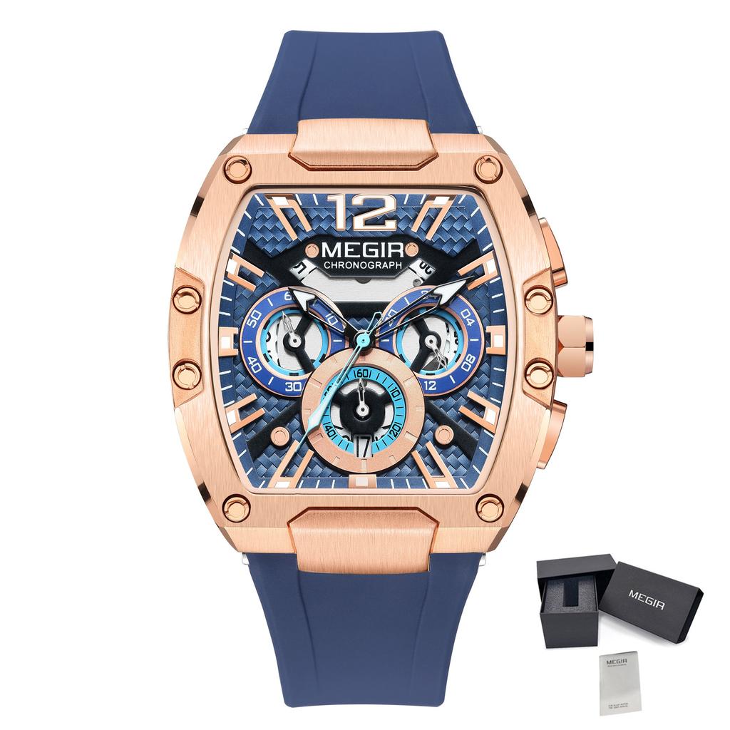 MEGIR Original Fashion Mens Watches Sport Military Chronograph Calendar Silicone Strap Quartz Wristwatch Relogio Masculino 8112