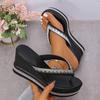 Luxus Leichte Strass Damen Flip-Flops Dicke Sohle Höhenverstellend Sommerlich Lässig Außen-Slipper, Damenschuhe