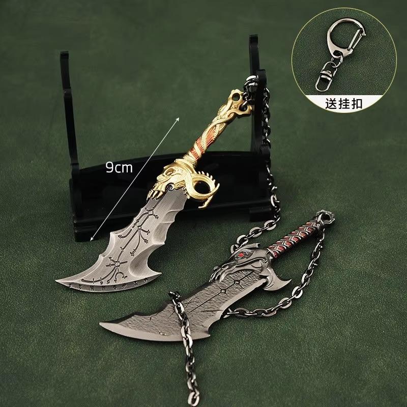 New God of War Weapon Blades of Chaos Kratos Rune Edition Game Peripheral Mini Keychains Metal Model Pendant Birthday Gifts Toys