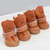 4Pcs Pet Shoes Adjustable Breathable Cashmere Soft Warm Dog Paw Protector for Teddy