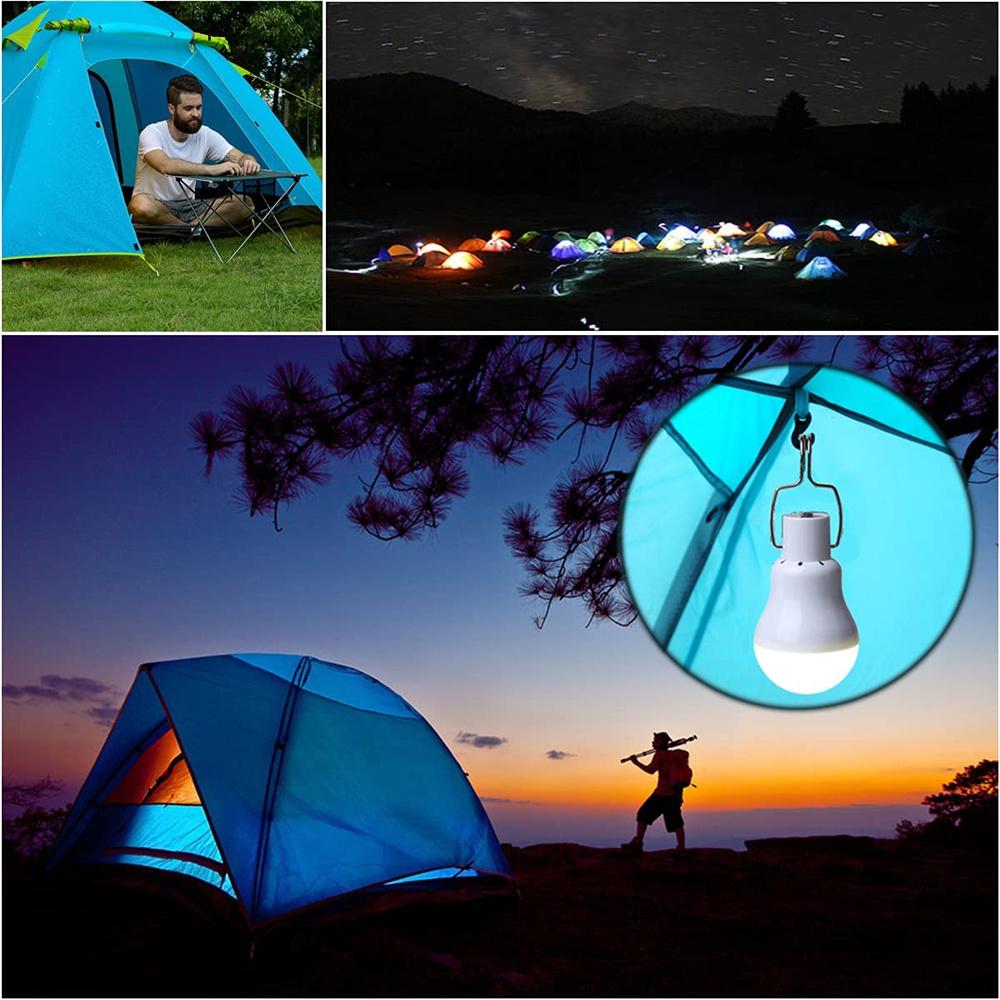 Solar Powered Lamp Portable Led Bulb Lights Rechargeable Camp Tent Night Fishing Emergency Solar Energy Panel Sunlight