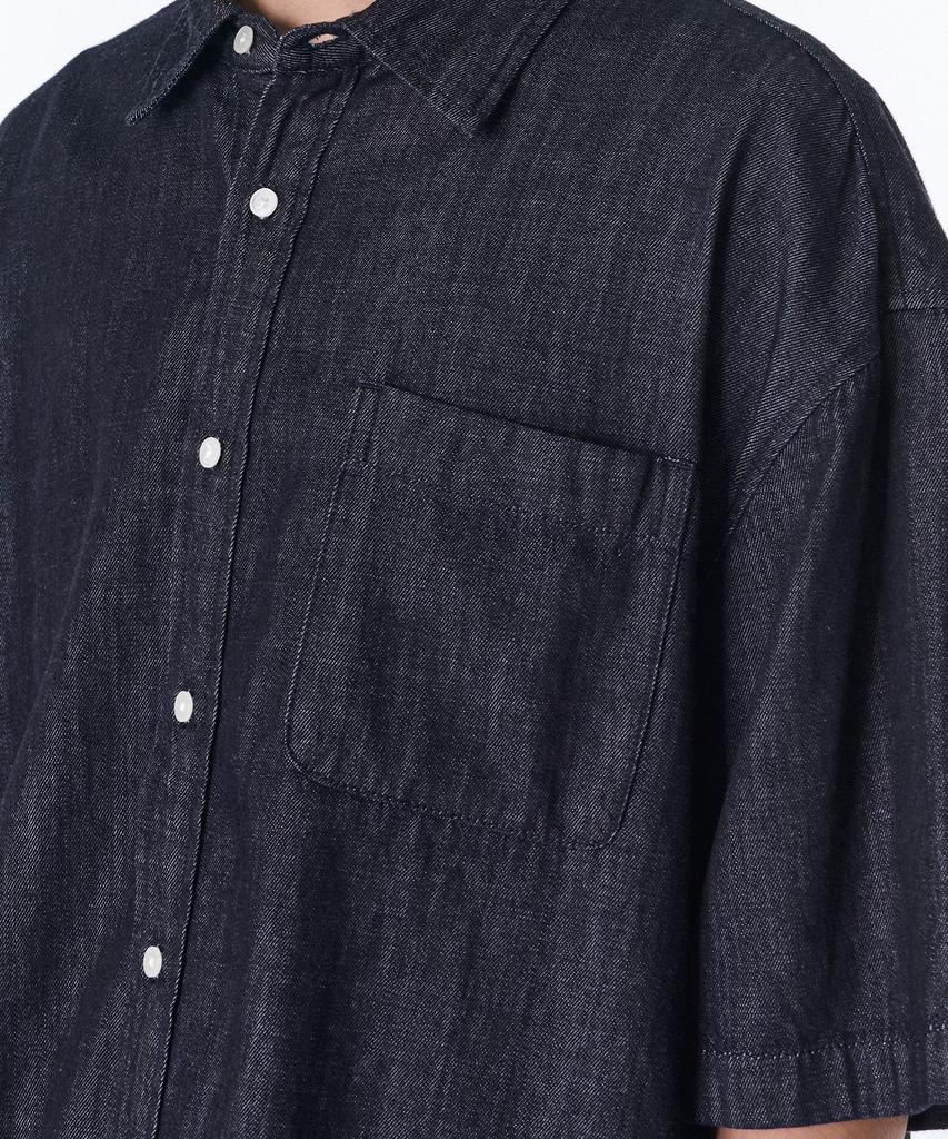 MUSINSA STANDARD Oversized Short Sleeve Denim Shirt [Deep Indigo]