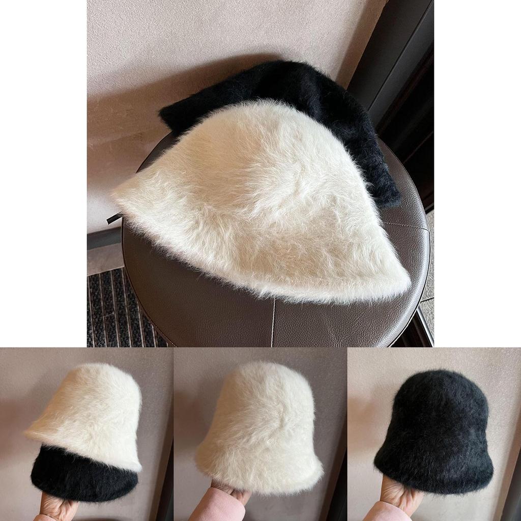 Wool Blend Fuzzy Bucket Hat With Wide Brim For Winter Warmth And Fashion