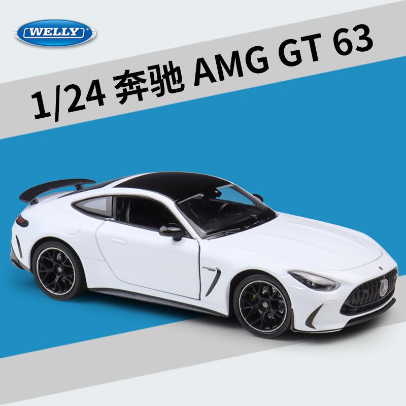 

WELLY 1:24 Mercedes-AMG GT 63 Alloy Die-cast Model, Officially Licensed Performance Coupe Replica for Collectors & Display Gift білий