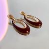 Drop Oil Oval Geometric Earrings for Women French Retro Light Luxury Drop Earrings Fashion High Sense Antique Zircon Gift