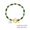 Niche Design Fashionable Color Natural Stone Beaded Stainless Steel Rice Bead Ot Buckle Bracelet Female Br-3051