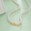Cazador Custom Name Letters Imitation Pearl Necklace for Women Stainless Steel Personalized Jewelry Valentine Gift Choker