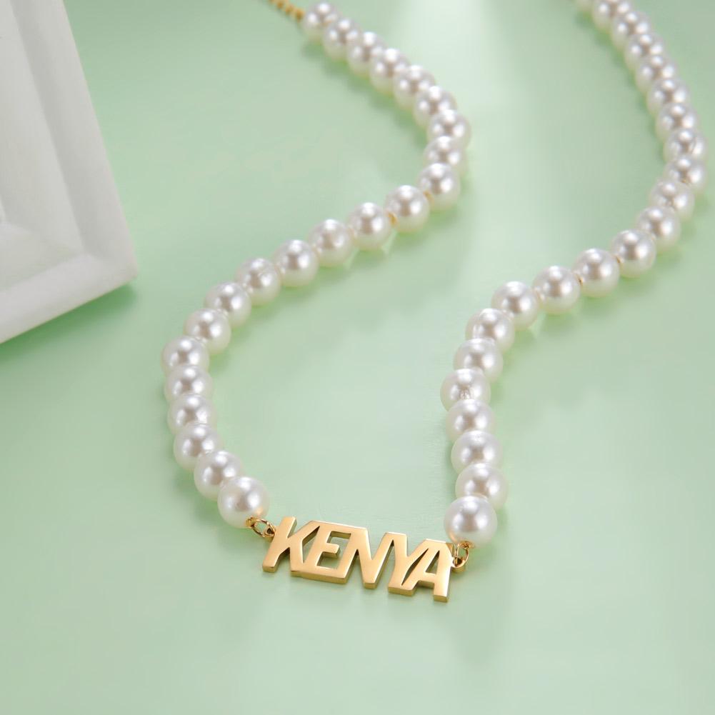 Cazador Custom Name Letters Imitation Pearl Necklace for Women Stainless Steel Personalized Jewelry Valentine Gift Choker