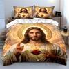 Heilig Hart met Glorieuze Christus Afbeelding Print Beddengoed Set 1 Dekbedovertrek 2 Kussenslopen voor Volwassenen en Kinderen Luxe Cadeau