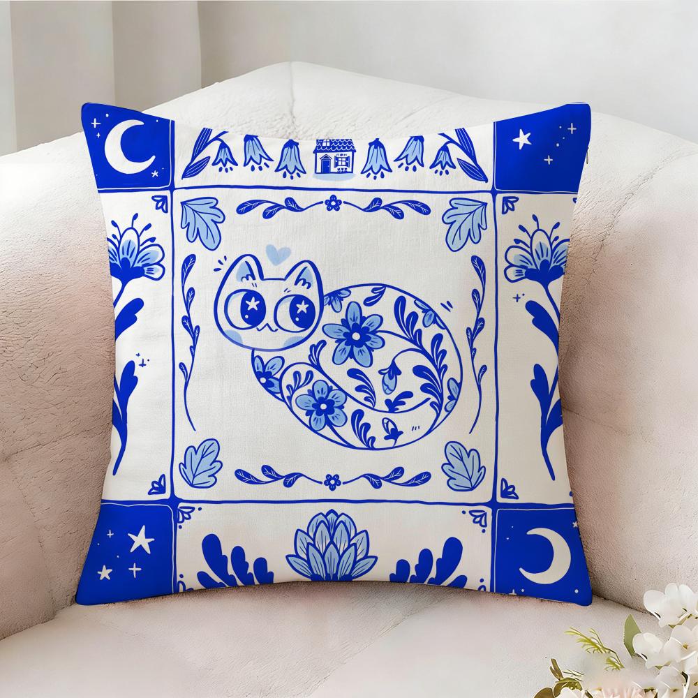 Fashion Cat Cute Pillow Case Pillowcase, Double-sided Printed, Sofa Cushion, Bedroom Headboard Pillow